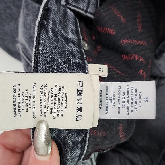 Alice + Olivia Genevive Extreme Distressed Girlfriend Jeans in Past Midnight - Picture 8 of 11